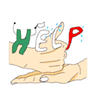 Practical ＆ Lovely sign language texture（個別スタンプ：14）