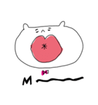 white cat stickers for couple（個別スタンプ：3）