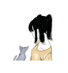 灰色ネコと女の子（個別スタンプ：11）