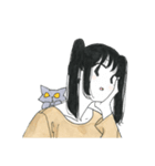 灰色ネコと女の子（個別スタンプ：22）