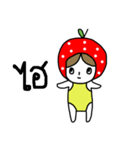 polkadot apple girl by ngingi（個別スタンプ：1）