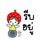 polkadot apple girl by ngingi（個別スタンプ：3）