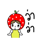 polkadot apple girl by ngingi（個別スタンプ：14）