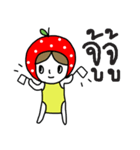 polkadot apple girl by ngingi（個別スタンプ：21）
