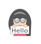 Pink dress Cute Glasses Girl（個別スタンプ：1）