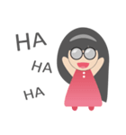 Pink dress Cute Glasses Girl（個別スタンプ：2）
