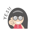 Pink dress Cute Glasses Girl（個別スタンプ：3）