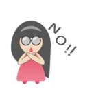 Pink dress Cute Glasses Girl（個別スタンプ：4）