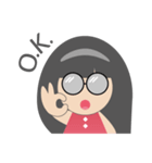 Pink dress Cute Glasses Girl（個別スタンプ：5）
