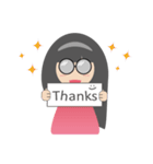 Pink dress Cute Glasses Girl（個別スタンプ：6）