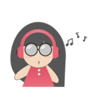 Pink dress Cute Glasses Girl（個別スタンプ：7）