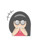 Pink dress Cute Glasses Girl（個別スタンプ：9）