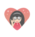 Pink dress Cute Glasses Girl（個別スタンプ：13）