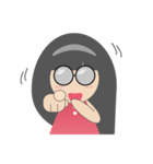 Pink dress Cute Glasses Girl（個別スタンプ：14）