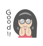 Pink dress Cute Glasses Girl（個別スタンプ：16）