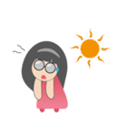 Pink dress Cute Glasses Girl（個別スタンプ：19）