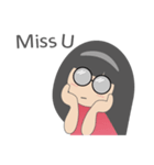 Pink dress Cute Glasses Girl（個別スタンプ：21）