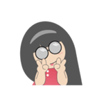 Pink dress Cute Glasses Girl（個別スタンプ：27）