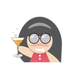 Pink dress Cute Glasses Girl（個別スタンプ：28）