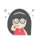 Pink dress Cute Glasses Girl（個別スタンプ：33）