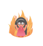 Pink dress Cute Glasses Girl（個別スタンプ：35）