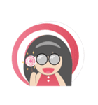 Pink dress Cute Glasses Girl（個別スタンプ：36）