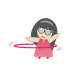 Pink dress Cute Glasses Girl（個別スタンプ：37）