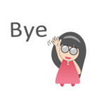 Pink dress Cute Glasses Girl（個別スタンプ：40）