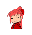 赤い髪の女の子スタンプ（個別スタンプ：3）