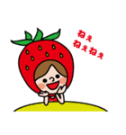 イチゴ柄の赤頭巾ちゃんの楽しいスタンプ（個別スタンプ：6）