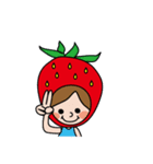 イチゴ柄の赤頭巾ちゃんの楽しいスタンプ（個別スタンプ：13）