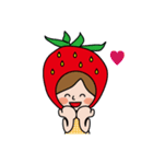 イチゴ柄の赤頭巾ちゃんの楽しいスタンプ（個別スタンプ：14）