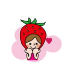 イチゴ柄の赤頭巾ちゃんの楽しいスタンプ（個別スタンプ：19）