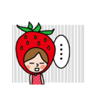 イチゴ柄の赤頭巾ちゃんの楽しいスタンプ（個別スタンプ：36）