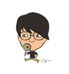 The boy wearing glasses loves winter（個別スタンプ：10）