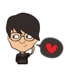 The boy wearing glasses loves winter（個別スタンプ：19）