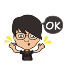 The boy wearing glasses loves winter（個別スタンプ：35）