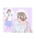 静かな男の子と明るい女の子（個別スタンプ：7）