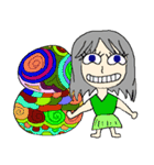 A girl 's color painting (no text)（個別スタンプ：1）