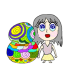 A girl 's color painting (no text)（個別スタンプ：5）