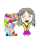 A girl 's color painting (no text)（個別スタンプ：21）