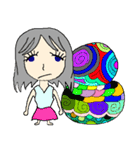 A girl 's color painting (no text)（個別スタンプ：22）