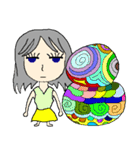 A girl 's color painting (no text)（個別スタンプ：24）