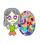 A girl 's color painting (no text)（個別スタンプ：34）