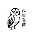 Funny black and white owls 1（個別スタンプ：30）