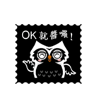 Funny black and white owls 1（個別スタンプ：36）