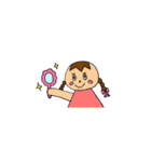 Girl braids with ribbon（個別スタンプ：30）