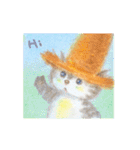 麦藁帽子をかぶった猫（個別スタンプ：9）