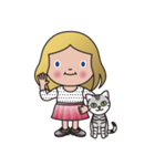 エマとアメリ（女の子と猫）（個別スタンプ：1）