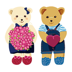 [LINEスタンプ] teddy bear boy and girlの画像（メイン）
